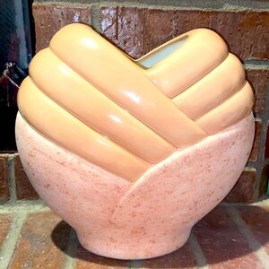 Vintage art deco style peach apricot 80s ceramic oversize vase